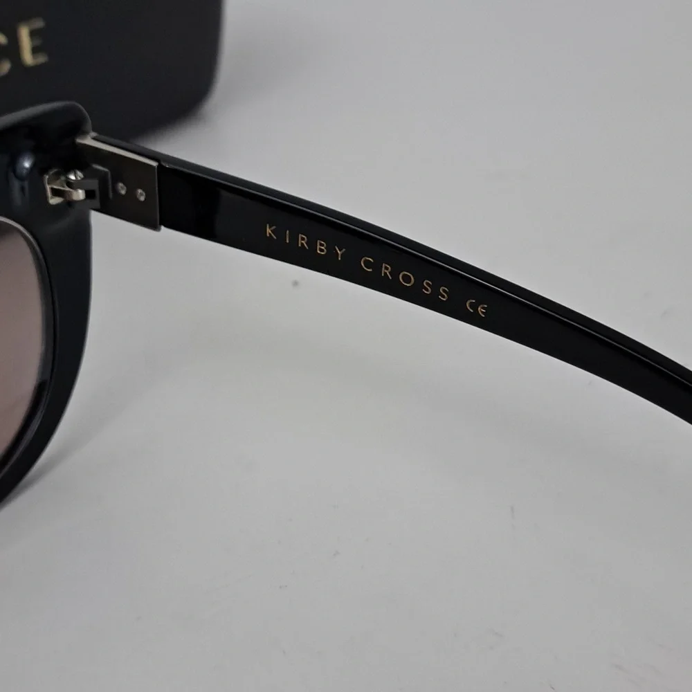 Kirby Cross chunky cat eye black sunglasses with Versace case